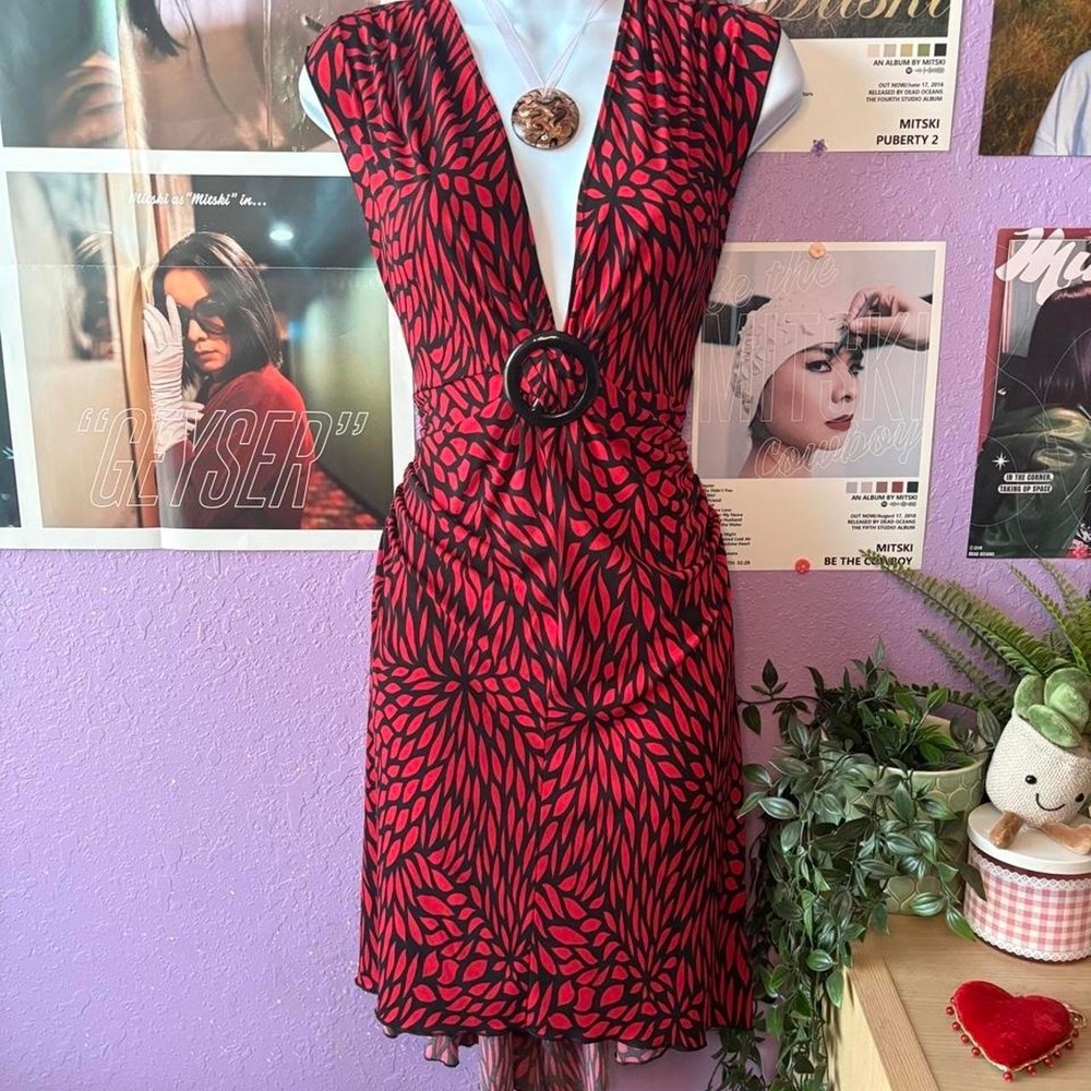XOXO Y2K Red V-Neck Dress Size M